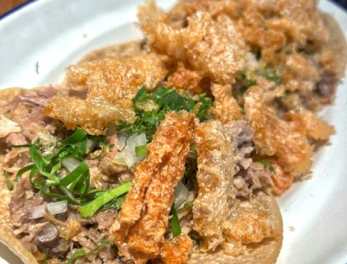 Taco de carnitas en Tlaxcal